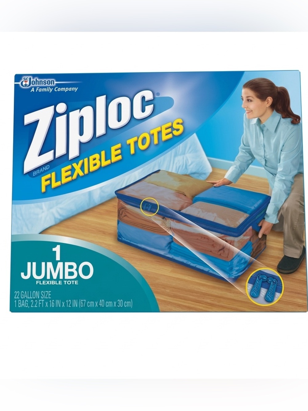 Ziploc Flexible Totes Jumbo XXL 22 Gallon Storage Bag Organization Space Saver